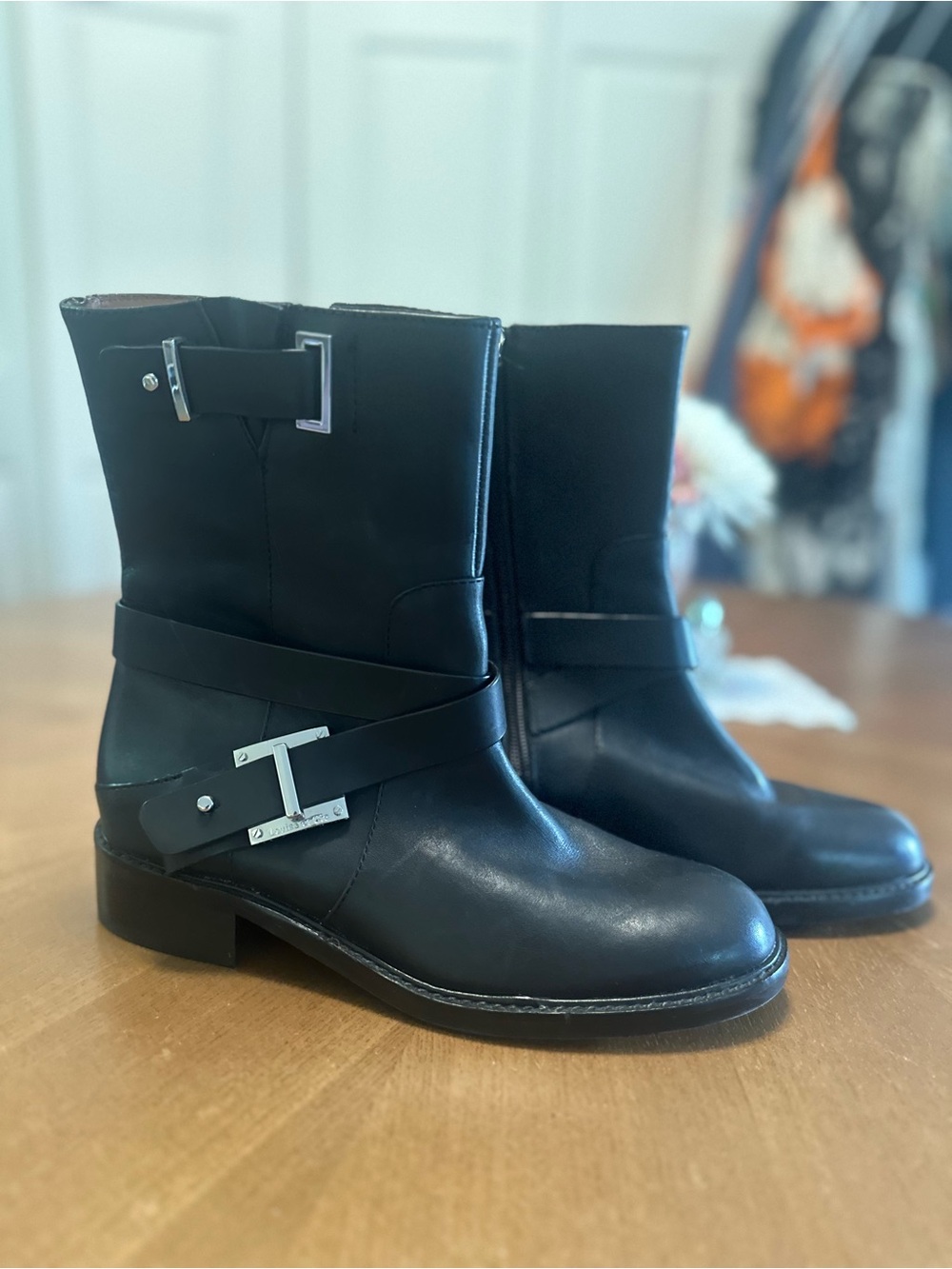 Louis Et Cie Black Leather Moto Valencia Round Toe Boots - Picture 5 of 15